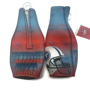 Lot of 2 NFL Tennessee Titans Beer Bottle Coolers Zipper Neoprene Blue 2 Sided
